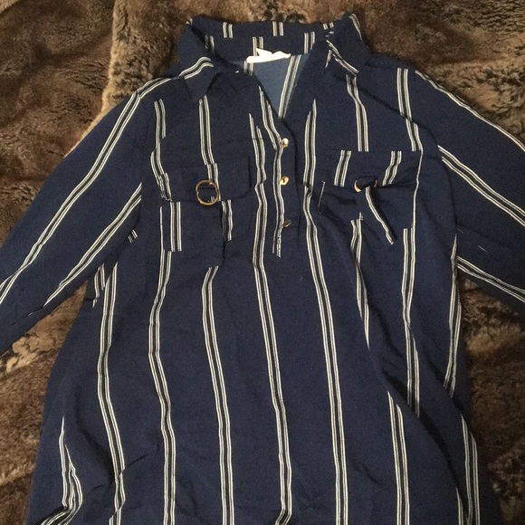 Tops - Blue t with white stripes